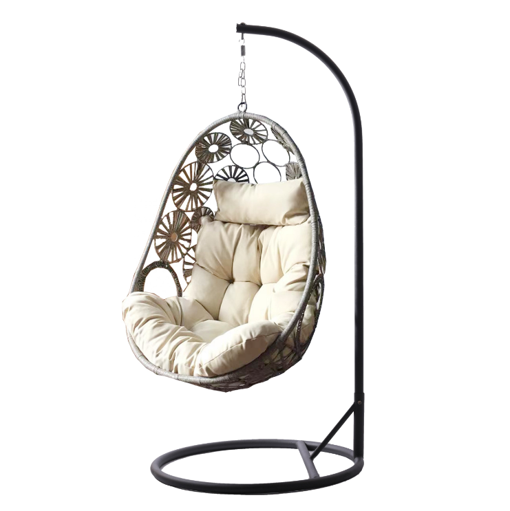 Luxury Hanging Egg Chair with Stand & Cushion