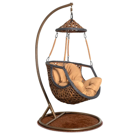 Hanging Wicker Egg Chair with Stand and Canopy