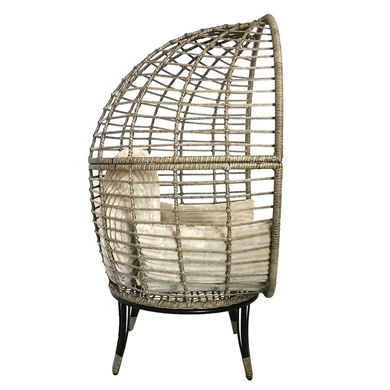 Modern Wicker Egg Chair with Plush Cushion Set