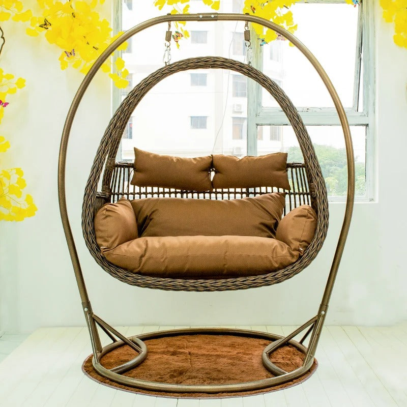 Hot Selling Outdoor Hanging Rattan Egg Chair Double Seat