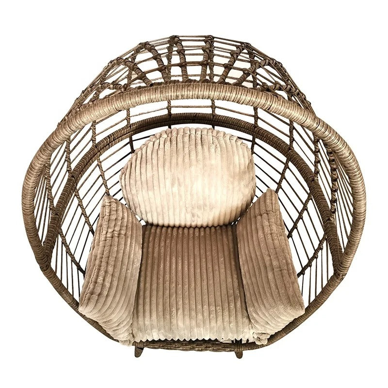 Modern Wicker Egg Chair with Plush Cushion Set