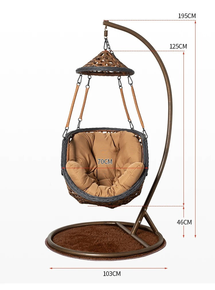 Hanging Wicker Egg Chair with Stand and Canopy