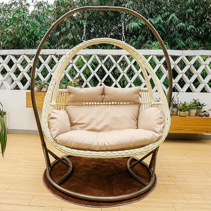 Hot Selling Outdoor Hanging Rattan Egg Chair Double Seat